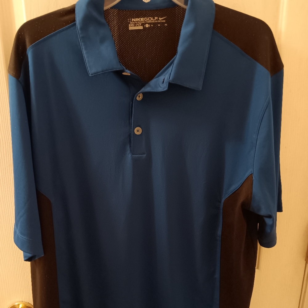 Nike Dri-Fit Men's Blue/Black Golf Polo Shirt Preowned Men's Sz XL Extra Large